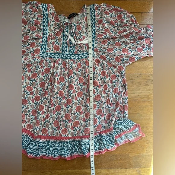 Rachel Zoe bohemian boho floral flowy peasant blouse size M - Picture 5 of 12